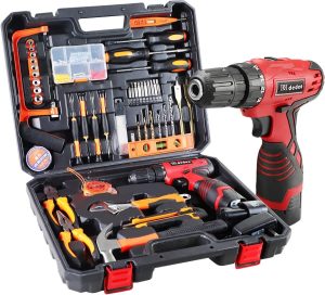 DD dedeo Tool Set with Drill 108Pcs Cordless Drill Household Power Tools Set
